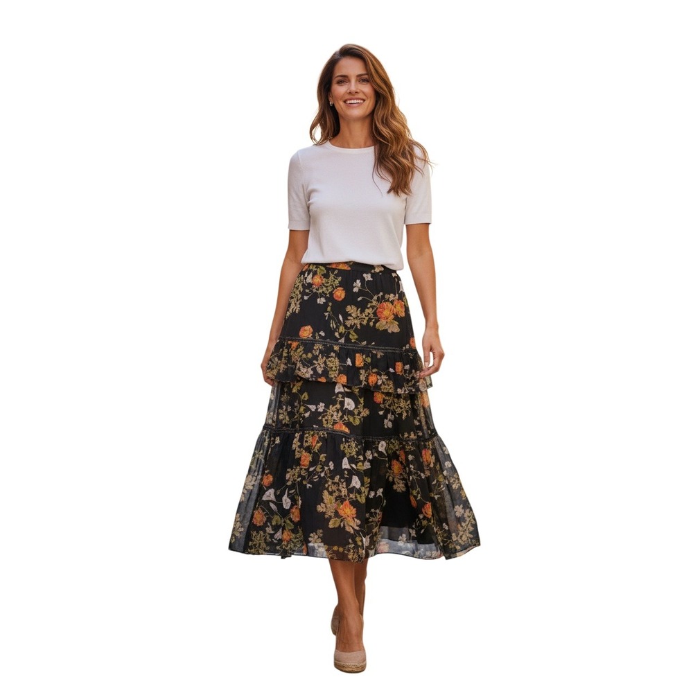 Lauren Ralph Lauren NWT Floral Tiered Maxi Skirt Cottagecore Boho 4 W29 $135 - Picture 14 of 14